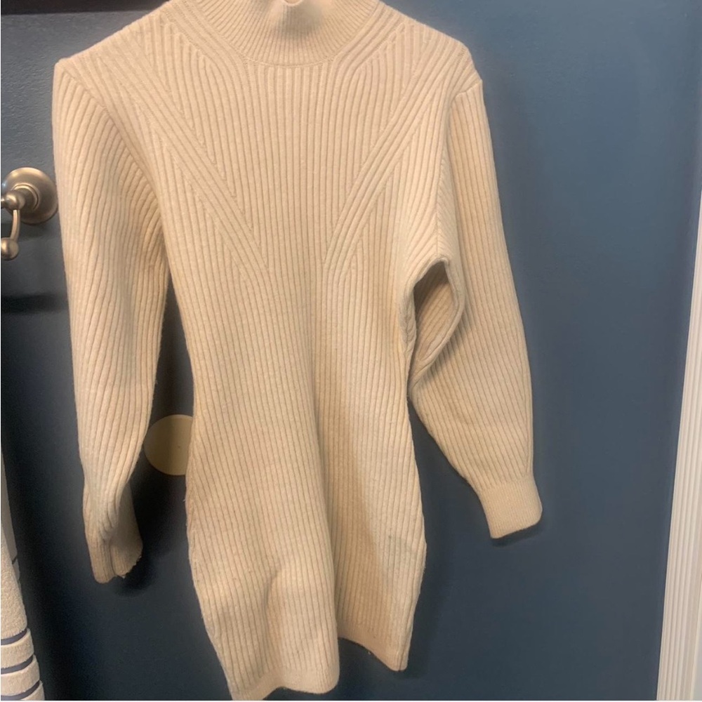 H&M Cream/Beige Mini Sweater Dress